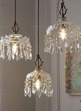 法式铜台复古轻奢水晶小灯42457全过道玄关床头阳走廊衣帽间玻吊