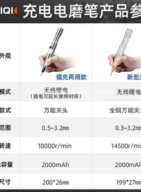 百你旗充电电磨机小型打磨机动电小雕刻笔迷ROT抛光工具微型切割