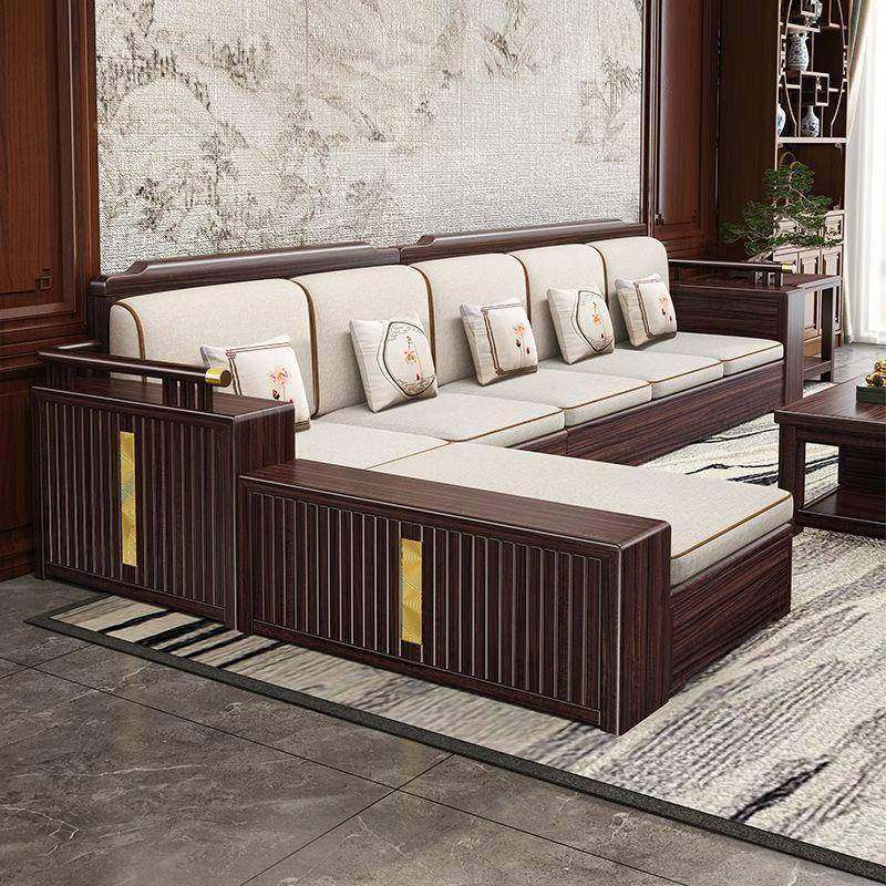 新现中式乌金木实全木YLP沙发代客厅夏贵妃两用储冬物中国风家具