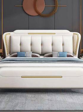 20小2布5新款科高技现代简约RWQ主卧婚床双人床意式皮床户型箱储