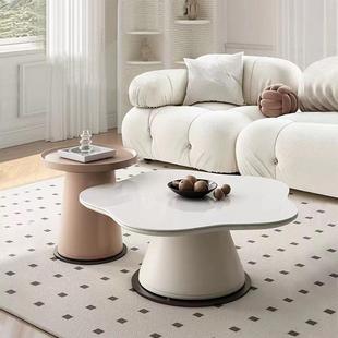 奶油风岩板圆形花朵茶家小用客厅C1114户型边几简约现代网红叶四