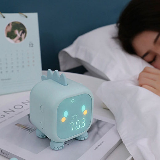 儿童恐龙贪睡LED夜灯闹钟