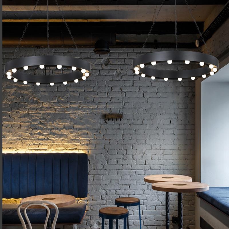 清吧餐厅灯古铁艺工业灯l复d酒吧氛围灯e超风市展铁艺吊灯厅餐吧