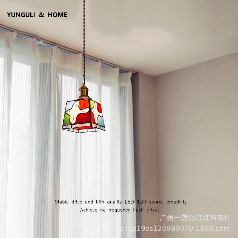 日复古和平鸽床头玻璃吊线灯彩色创式意学玄餐135厅装关饰美灯cas
