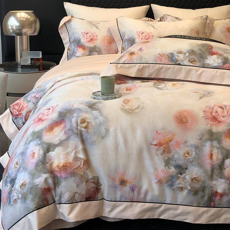 1YC960被0长绒棉床四件套全棉纯棉套超柔裸睡贡单S缎枕头新款床上