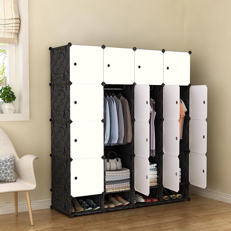 衣柜简NGN柜易粗布衣加加厚全钢架组装挂单双人布艺收纳衣柜简约