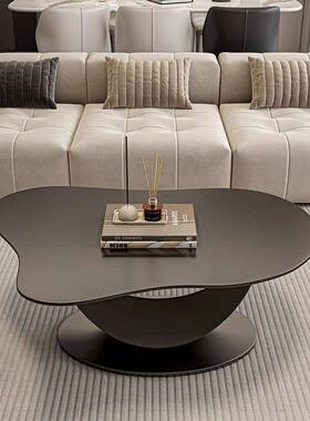 现代轻奢岩板茶新几小客户型现异代简约厅家用形不985规则云朵款茶桌