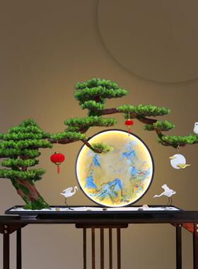 轻奢新中式迎客造入门盆室内松网红玄关桌面办AL100598公室景景摆