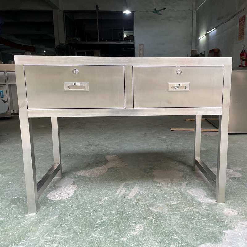 不锈钢办公桌铁皮桌实验室操作写字台 组合办公桌带活动抽屉桌子