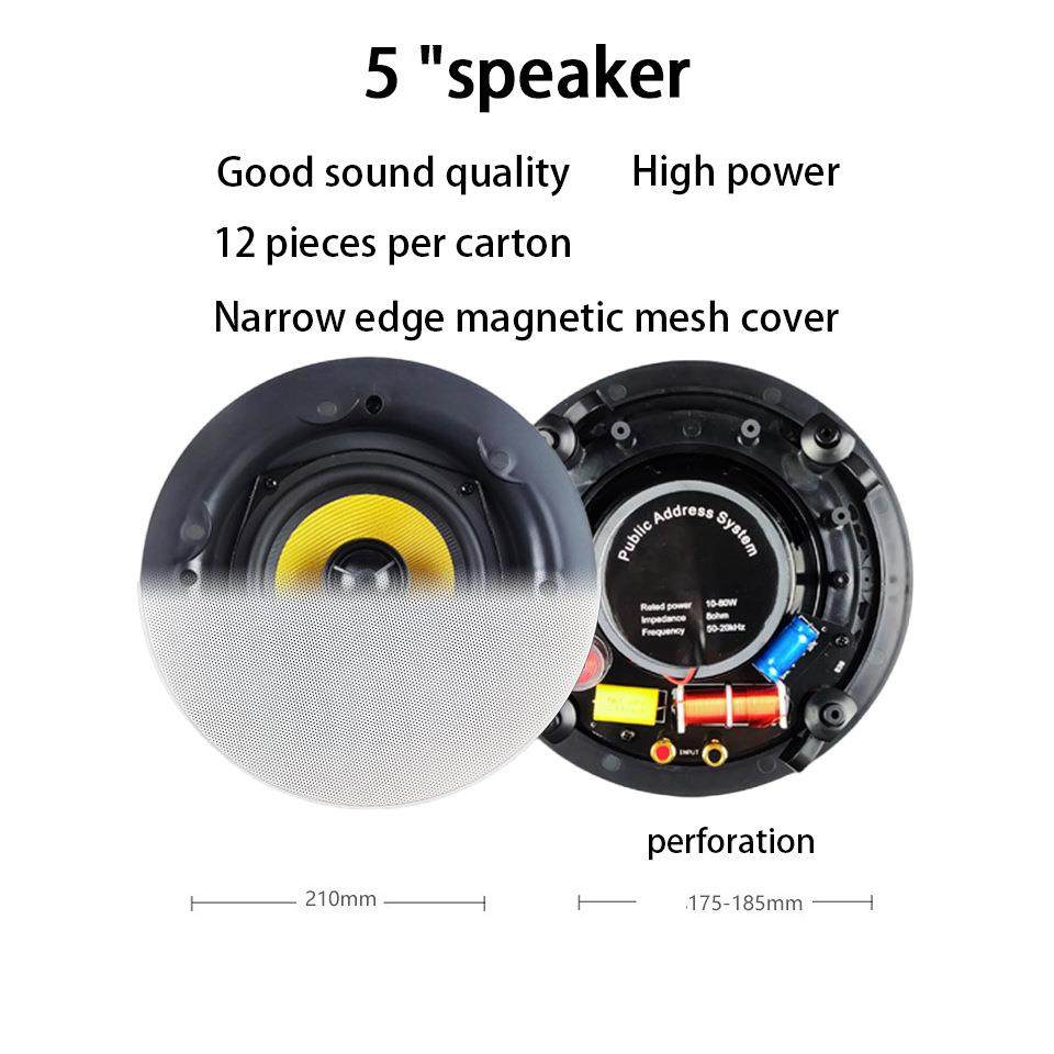 厂家热销背景音乐主机天花吸顶同轴带分频器立体声5寸喇叭扬声器
