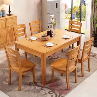 南康家具 实木餐桌椅组合小户型西餐桌简约现代橡胶木餐台饭桌