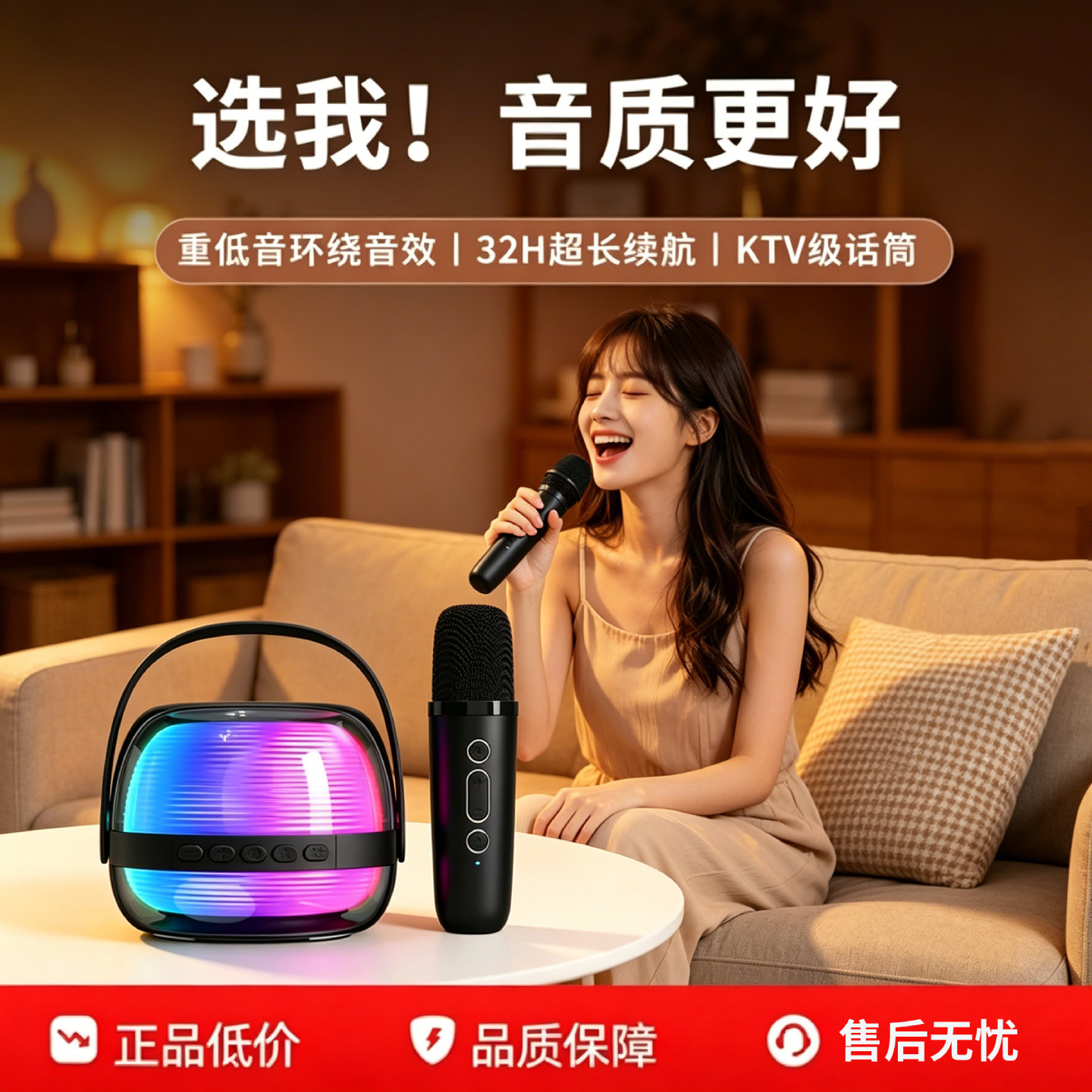 吾酷HY118唱歌K歌音箱话筒音响一体麦克风蓝牙家庭ktv儿童家用