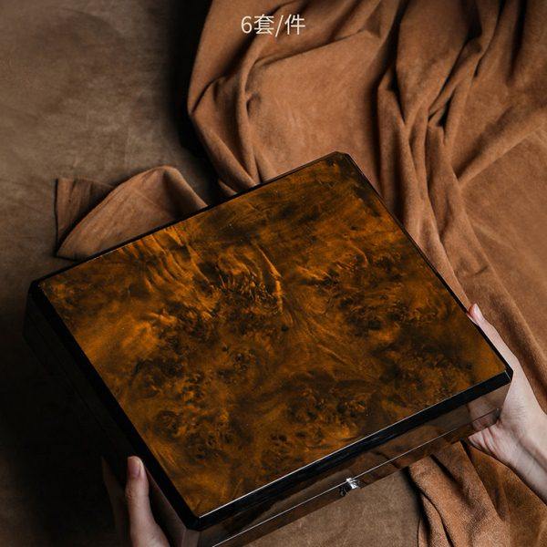 高端实木钢琴烤漆盒357g茶饼包装盒空礼盒金丝楠纹茶饼收纳盒定制,包装,茶叶包装,淘宝优惠券,粉丝福利购,淘宝优惠卷