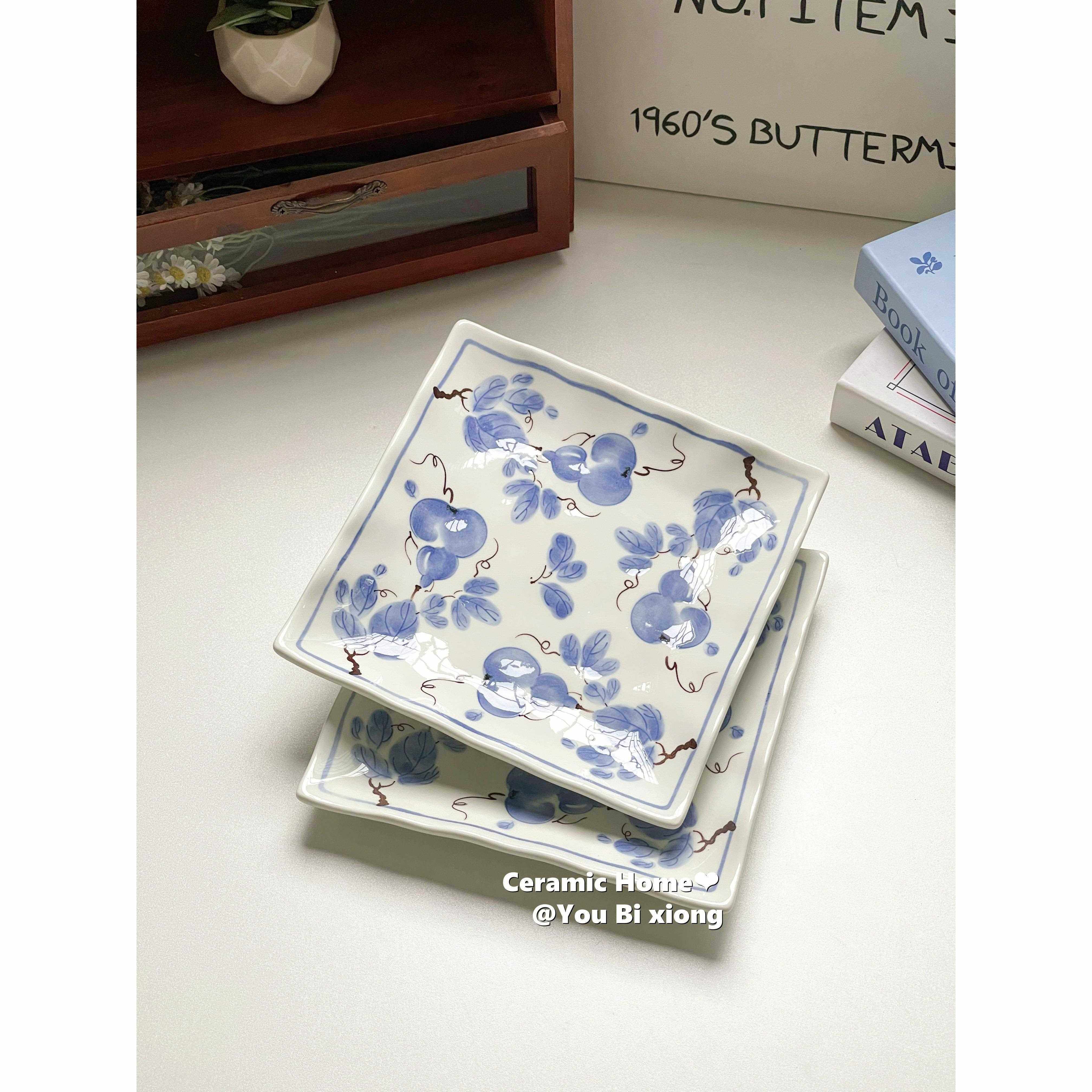 吉祥福禄方盘中式盘子菜盘家用2025新款碗碟子餐具高级感四方盘,餐饮具,盘,淘宝优惠券,粉丝福利购,淘宝优惠卷