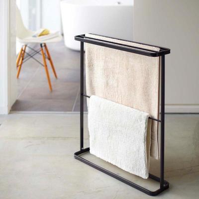 日式卫生间浴巾置物架免打孔落地毛巾架收纳晾干晾晒架子