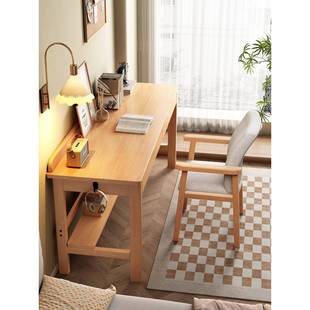 全实木窄书桌卧室小户型中小学生学习写字桌简约家用办公电脑桌子