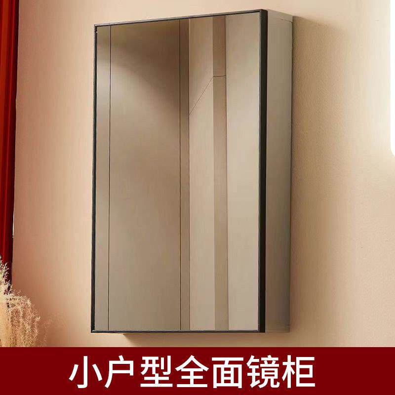 免打孔简约全面镜单独挂墙式化妆室浴室智能镜柜40小尺寸带毛巾杆