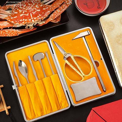 现货吃蟹工具八件套扬州蟹八件蟹剪蟹具蟹针蟹勺蟹三件大闸蟹工具