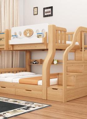 新款实木加粗上下床半高床PQJ宿儿童子母床家多用功能低床舍双层