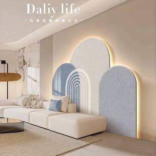 简背景现代约莫沙发风灯画挂画装饰画客厅兰迪艺术抽象奶油墙壁