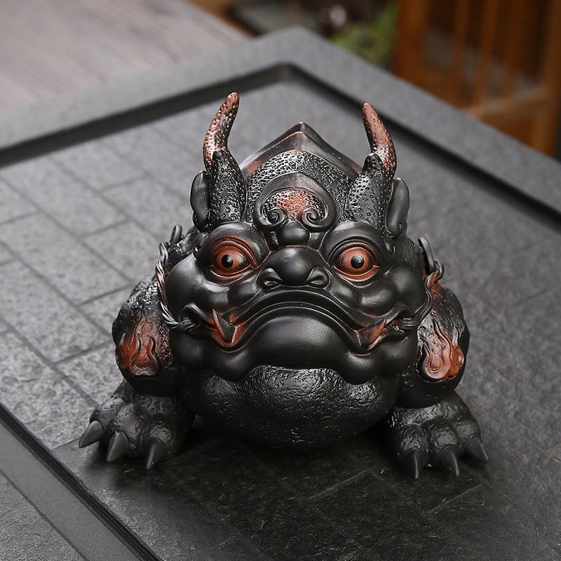 紫陶大号宠金茶摆件精品招可养财ZQN蟾蜍蟾宠物茶玩茶桌茶台茶具