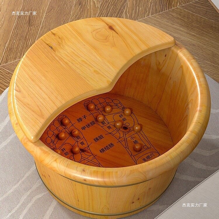 家用实木足浴盆泡脚桶木桶洗脚桶保温木质养生按摩洗脚木盆木制