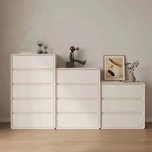 实木五斗柜白色奶油柜斗柜客厅多层储物柜简约现代卧室免安装