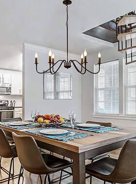 跨境马逊bay美式蜡烛吊灯复古e弯工业风餐厅亚酒吧管DK8093铁艺灯