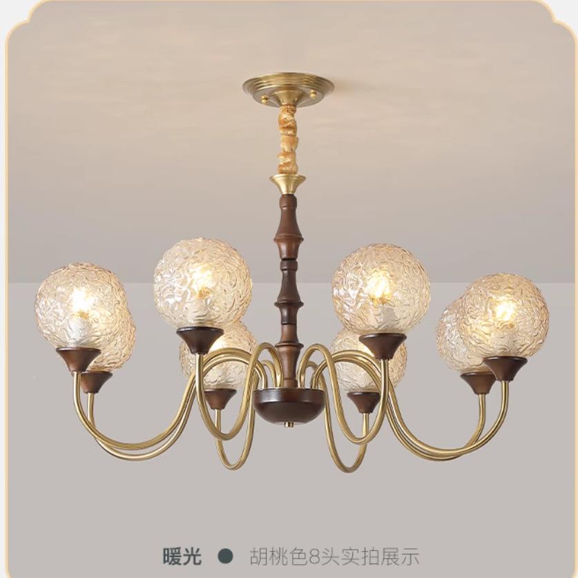 铜材美中古客餐厅吊灯法式复古风式全屋组合客厅吊灯魔豆大744气