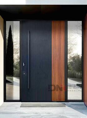 铸619铝别墅户大门双开门进入户门子母村木纹玻对璃门农自建房开