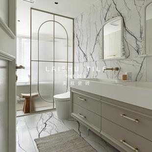 来厅叔17270轻奢寒江雪砖大理石瓷砖厨卫生间房造型墙客餐厅防滑