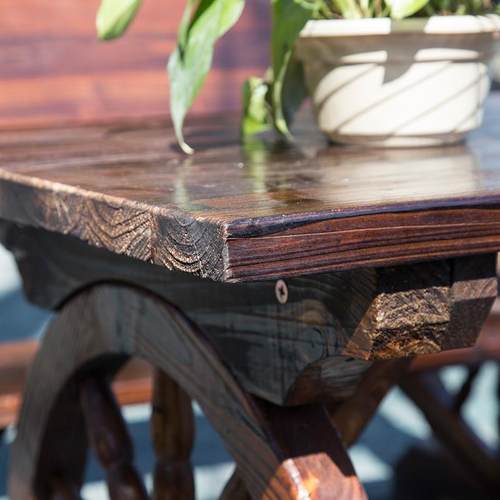 W6户外桌园椅露台外休组闲酒C-081吧室实木防腐木车轮桌椅花阳台