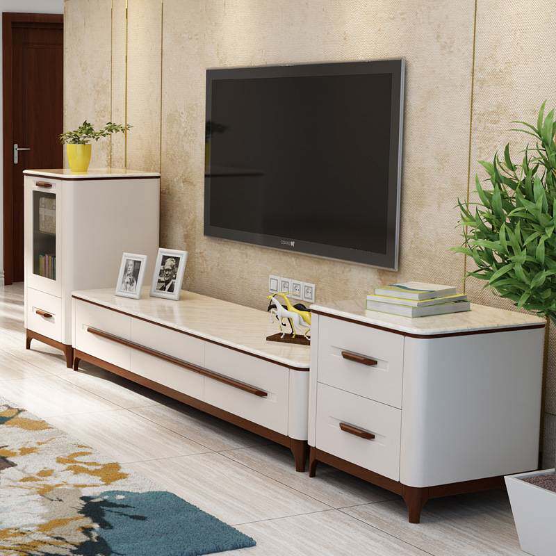 现代简约客厅茶几电视柜组合套装实木大理石烤漆茶几地柜边柜酒柜