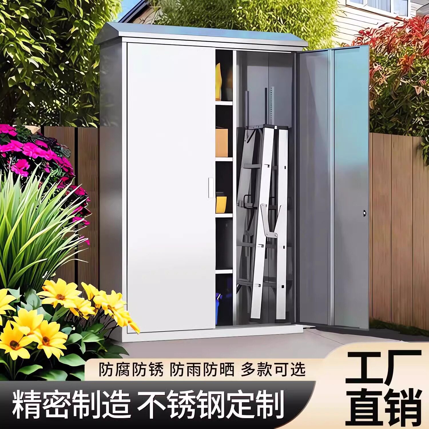 不锈钢户外带锁防雨防晒储物柜