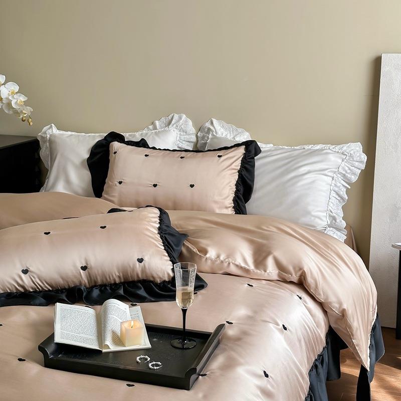 花繁星的小里姐ali-4235姐～0兰精6天丝复古刺绣边四件套夏季裸睡