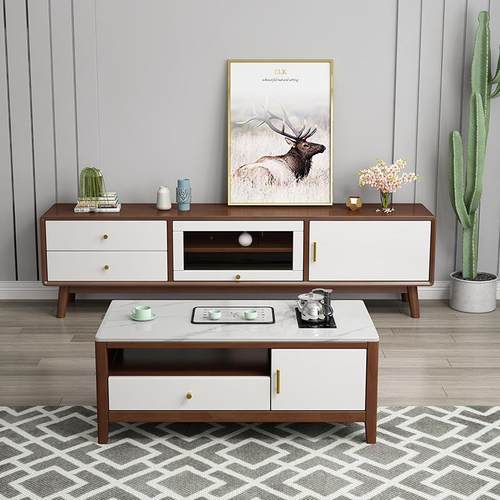 实茶YF-326几电柜组合现代简小户木型岩板茶桌视家用客厅带烧水约