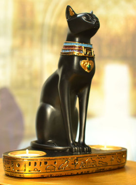 古埃及贝斯特店铺餐厅蜡烛台客厅装饰摆设猫神烛台书房办公室摆件