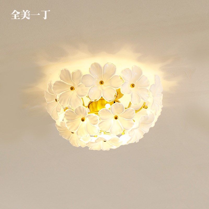 全美一丁意大利玻璃花朵吊灯卧室床头吊灯过道衣帽间水晶梦幻吸顶