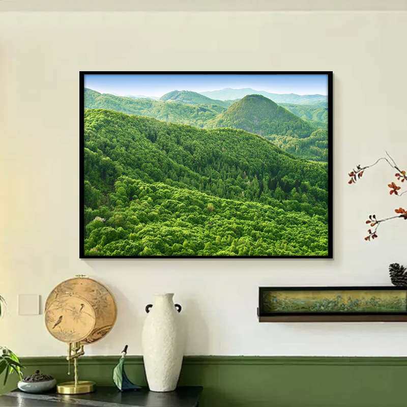 山林树木树林客厅卧室绿色大自然风景装饰画森林护眼房间挂画壁画