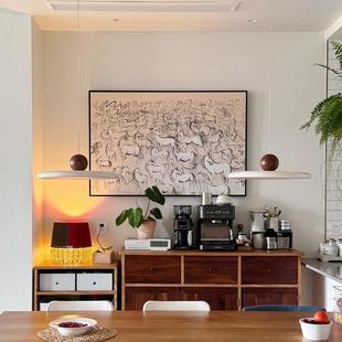 法式 饰画客厅沙发背后高端感直播间背景挂画马 奶油风餐边柜装