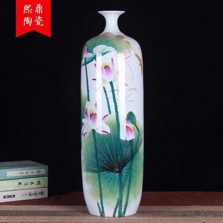 中国风手绘陶瓷摆件作品落地花瓶家居酒店柜台玄关装饰品