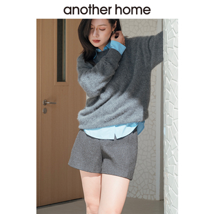 another home2025秋冬季新款女装魅力气质通勤简约纹理短裤