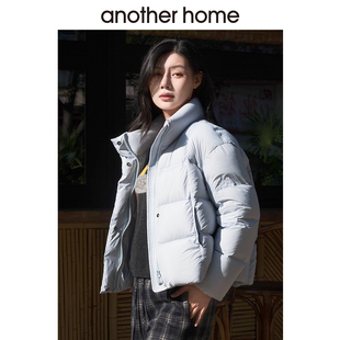another home韩系简约泡芙羽绒服女2025冬季保暖90白鸭绒短外套