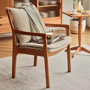 橡木简约沙发椅巴顿扶手椅北欧全实木现代简约可拆洗软包靠背椅