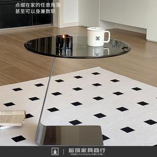 沙发小边几轻奢高级感玻璃小圆桌客厅小茶几简约现代创意床头角几