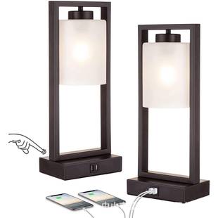 2022ebay新款 复古卧室床头灯usb无线充电触摸调光台灯