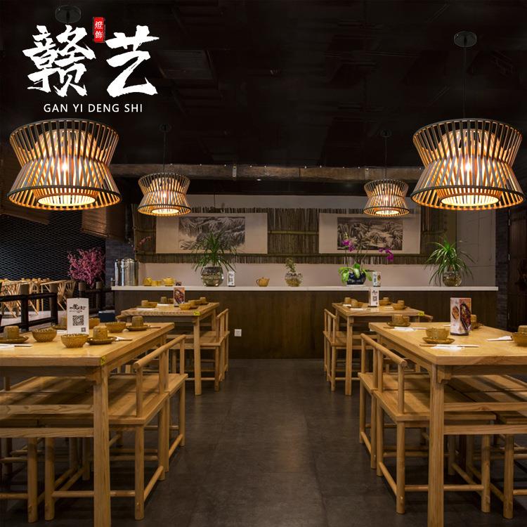 中式仿古实木吊灯日式榻榻米原木和室灯具中餐馆农家乐茶楼木艺灯