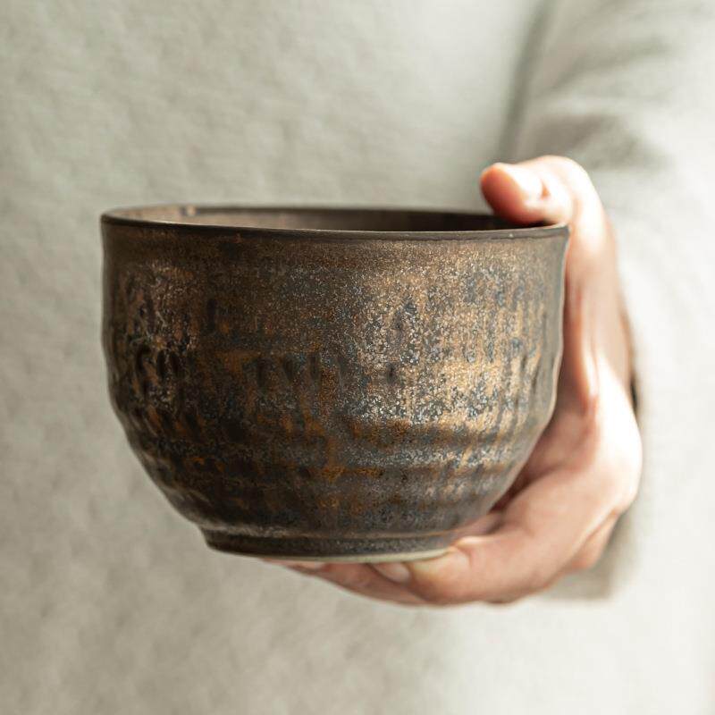鎏金铁锈釉茶洗日式家用水洗茶碗茶道零配件茶桶缸陶瓷笔洗
