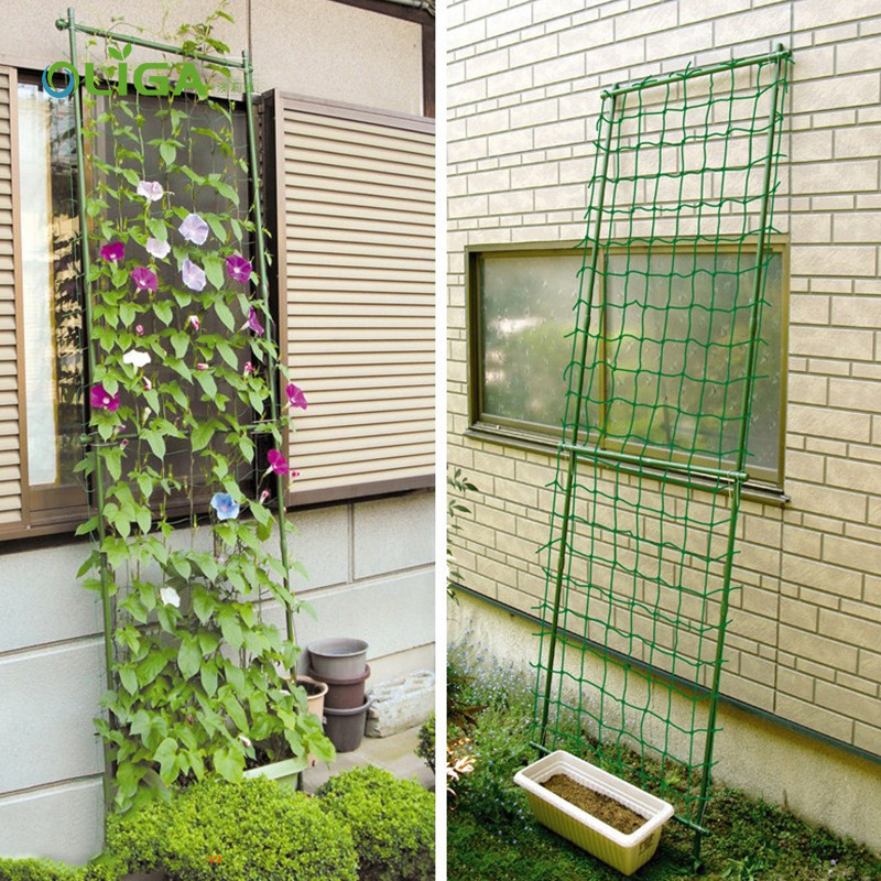 爬藤植物攀爬网厂家爬藤花支架遮阳绿窗帘塑包钢支柱花卉爬墙架