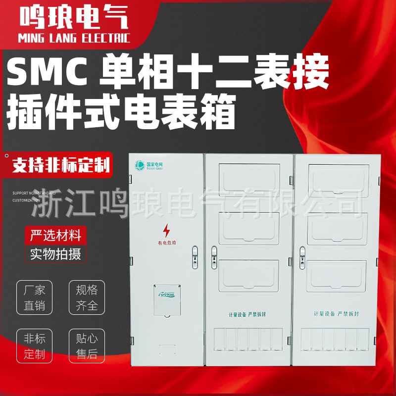批发直销PC+ABS国网南网非金属SMC 单相十二表接插件式电表箱